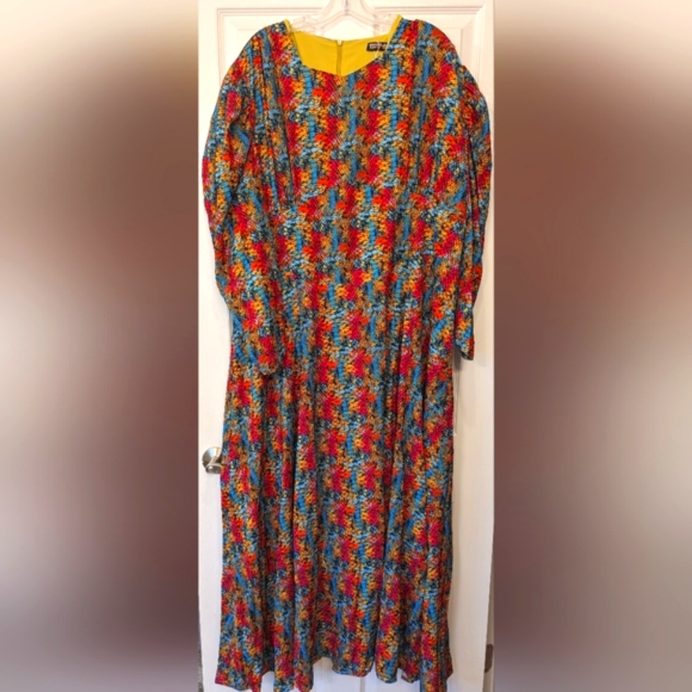 NWT Modestly Cupcake multi color snake print long maxi back zip closure dress XL